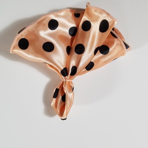NEW 2-in-1 Black Dot on Peach Pouf Round Pocket Square - Picture 5 of 6